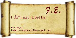 Fürszt Etelka névjegykártya
