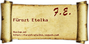 Fürszt Etelka névjegykártya